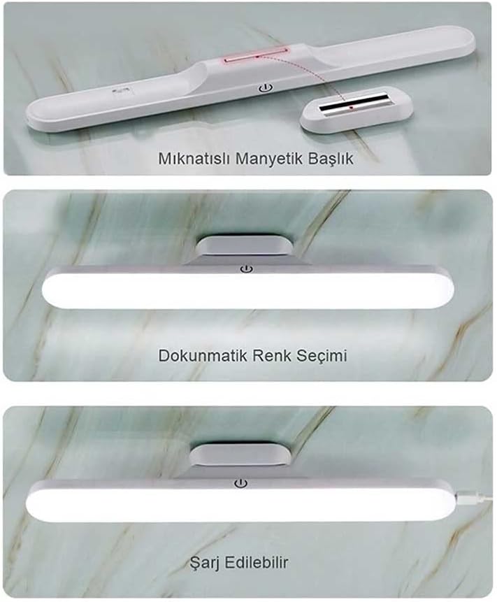 Cata Martı Cabınet Şarjlı Kolay Taşınabilir Mıknatıslı Led Işık Kablosuz Kademeli 3 Renk Aplik
