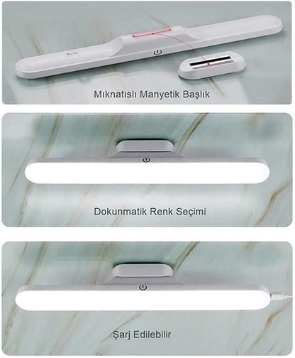 Cata Martı Cabınet Şarjlı Kolay Taşınabilir Mıknatıslı Led Işık Kablosuz Kademeli 3 Renk Aplik
